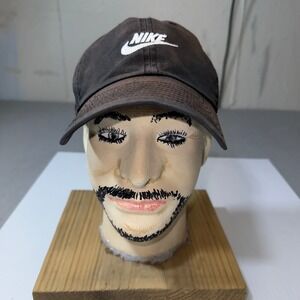 Nike Heritage86 Futura Logo Adjustable Dad Hat Faded Black Brown Distressed Cap